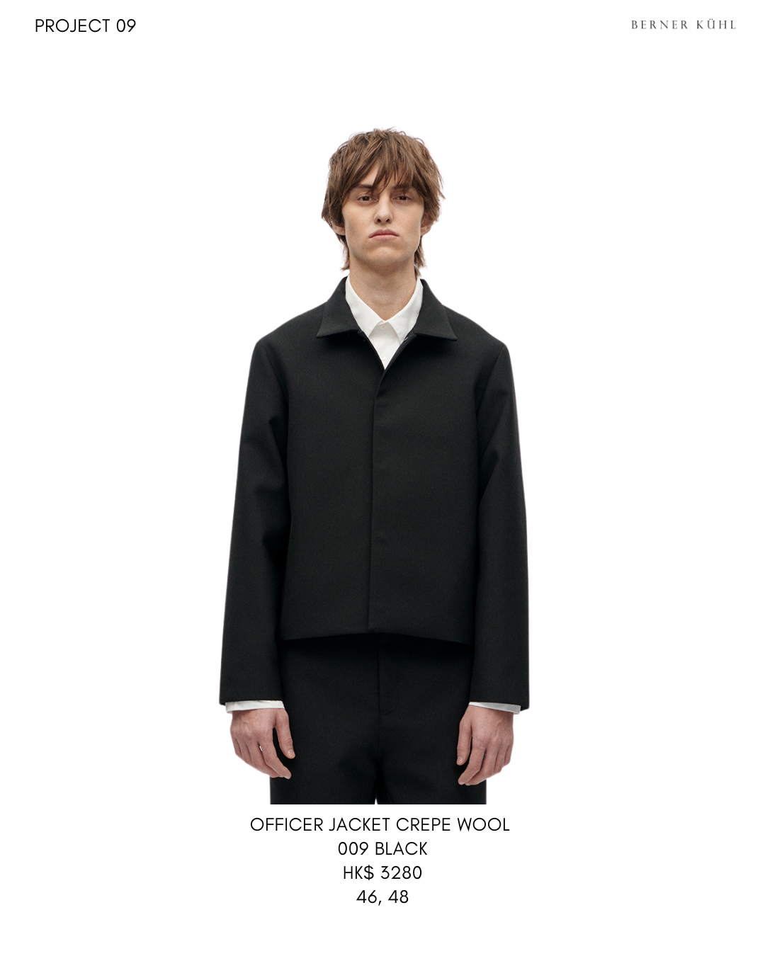 Officer Jacket Crepe Wool 009 Black