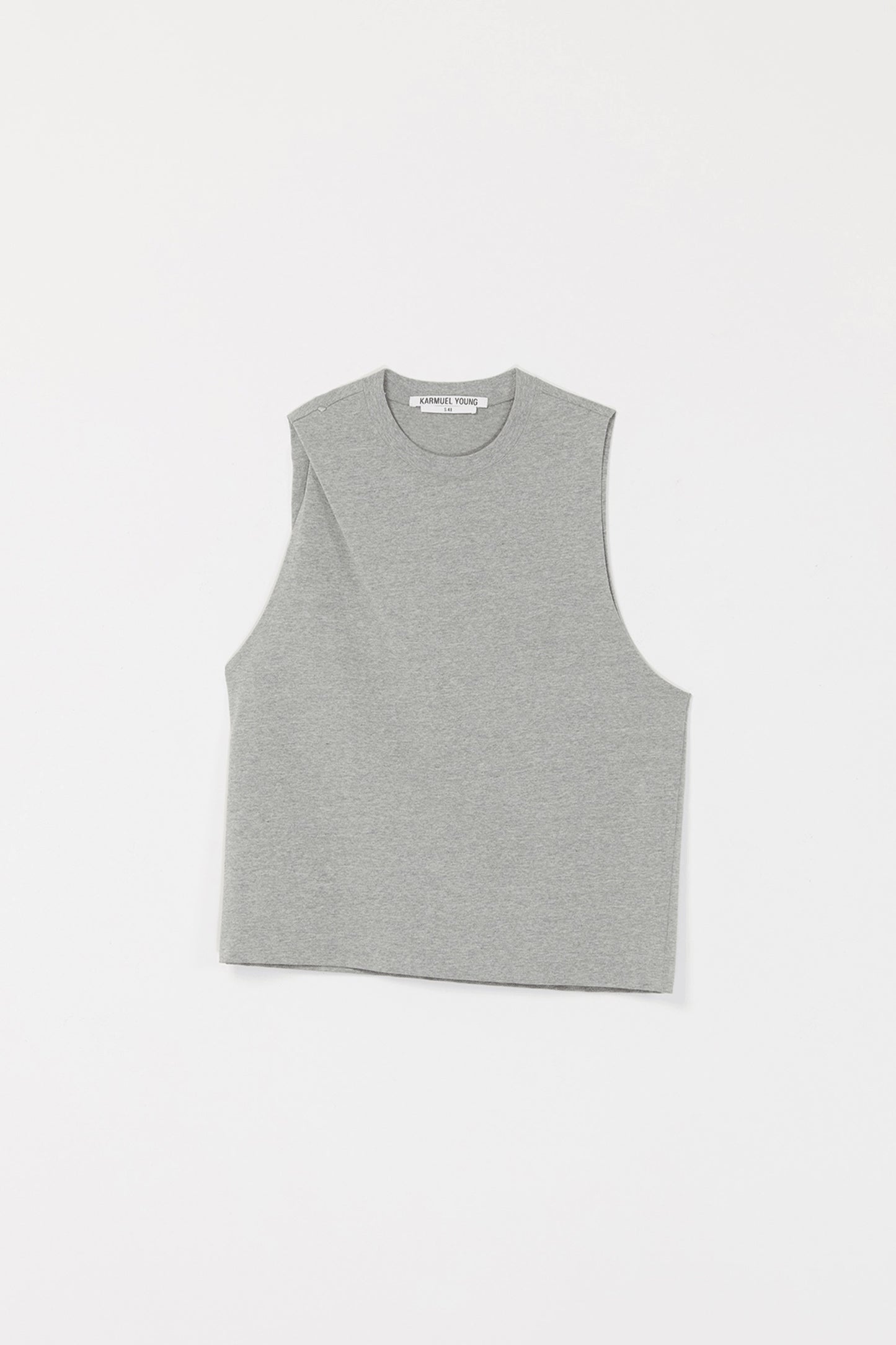 GREY ASYMMETRIC TANK TOP WITH ADJUSTABLE SHOULDER LINE