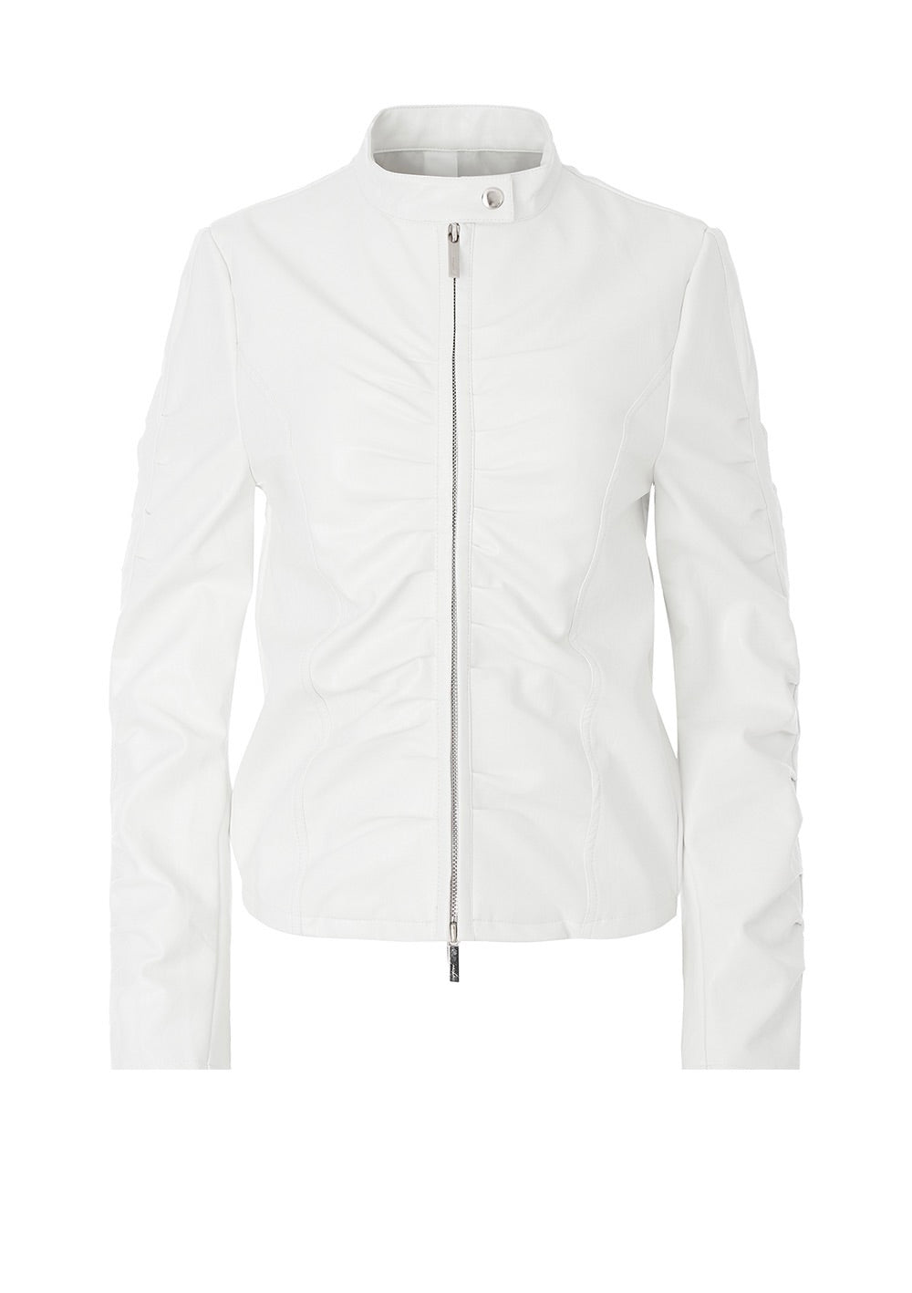 IVORY SHIRRING LEATHER JACKET