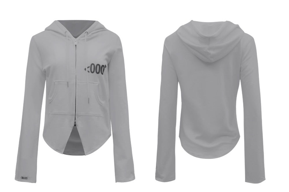 GRAY EMPTY SLIM FIT HOODIE ZIP-UP