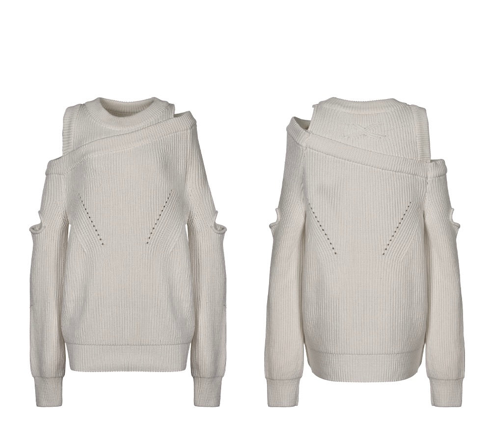 OATMEAL ASYMMETRIC LAYERED KNIT (UNISEX)