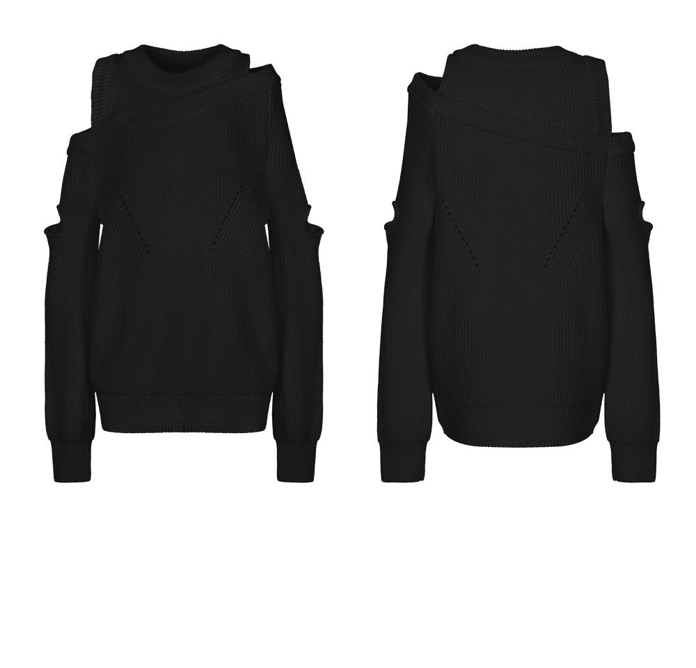 BLACK ASYMMETRIC LAYERED KNIT (UNISEX)