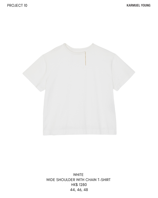 White Wide Shoulder With Chain T-shirt