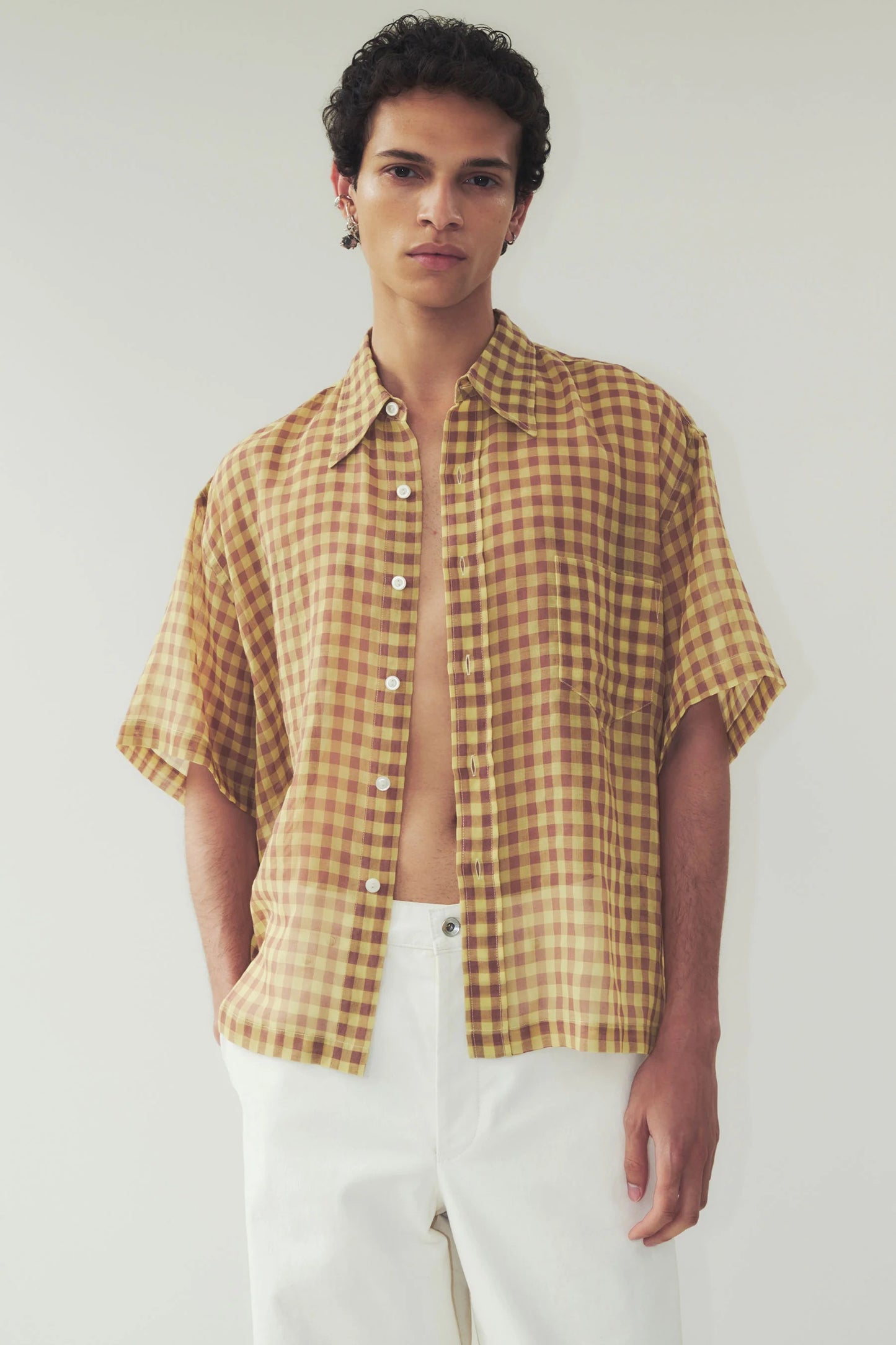 YELLOW CHECKED BOLD SQUARE SHIRT