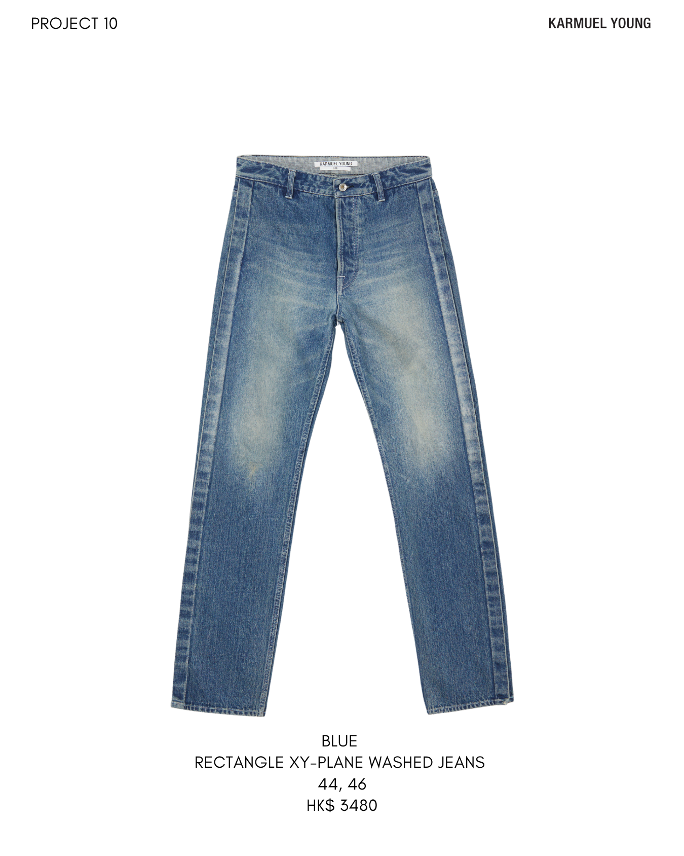 Blue Rectangle XY-plane Washed Jeans