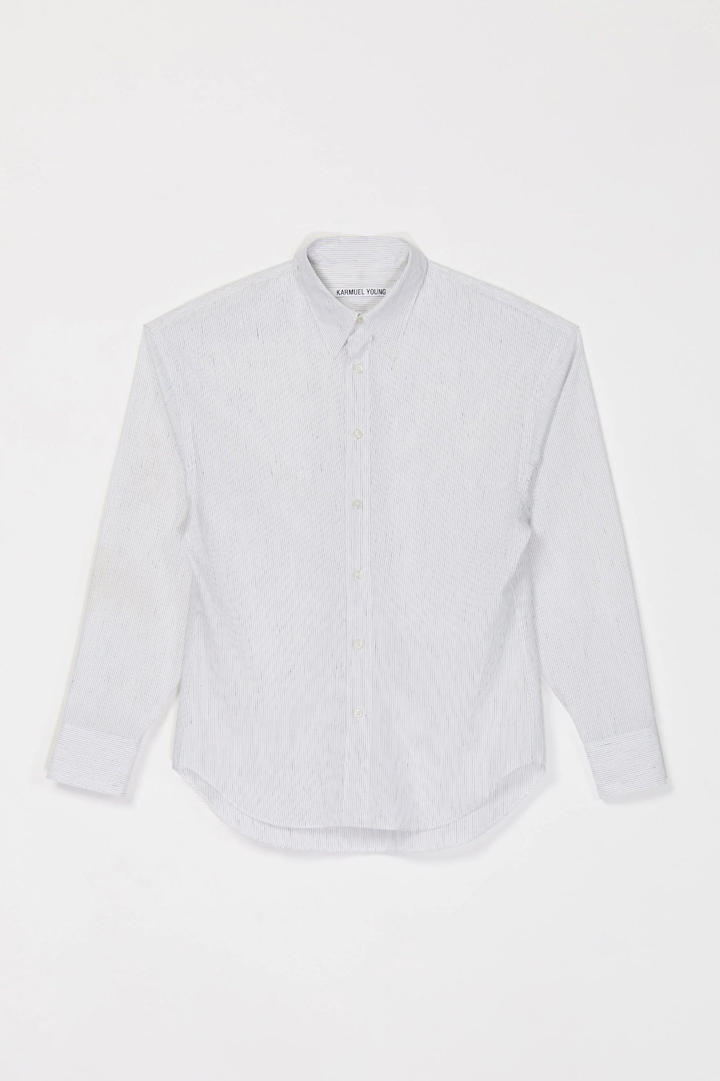 GREY COTTON STRIPE TRAPEZIUM SHIRT