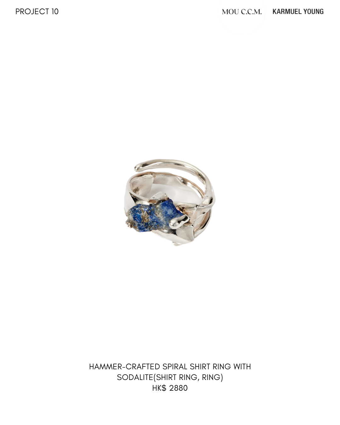 Hammer-crafted Spiral Shirt Ring With Sodalite(Shirt Ring, Ring)