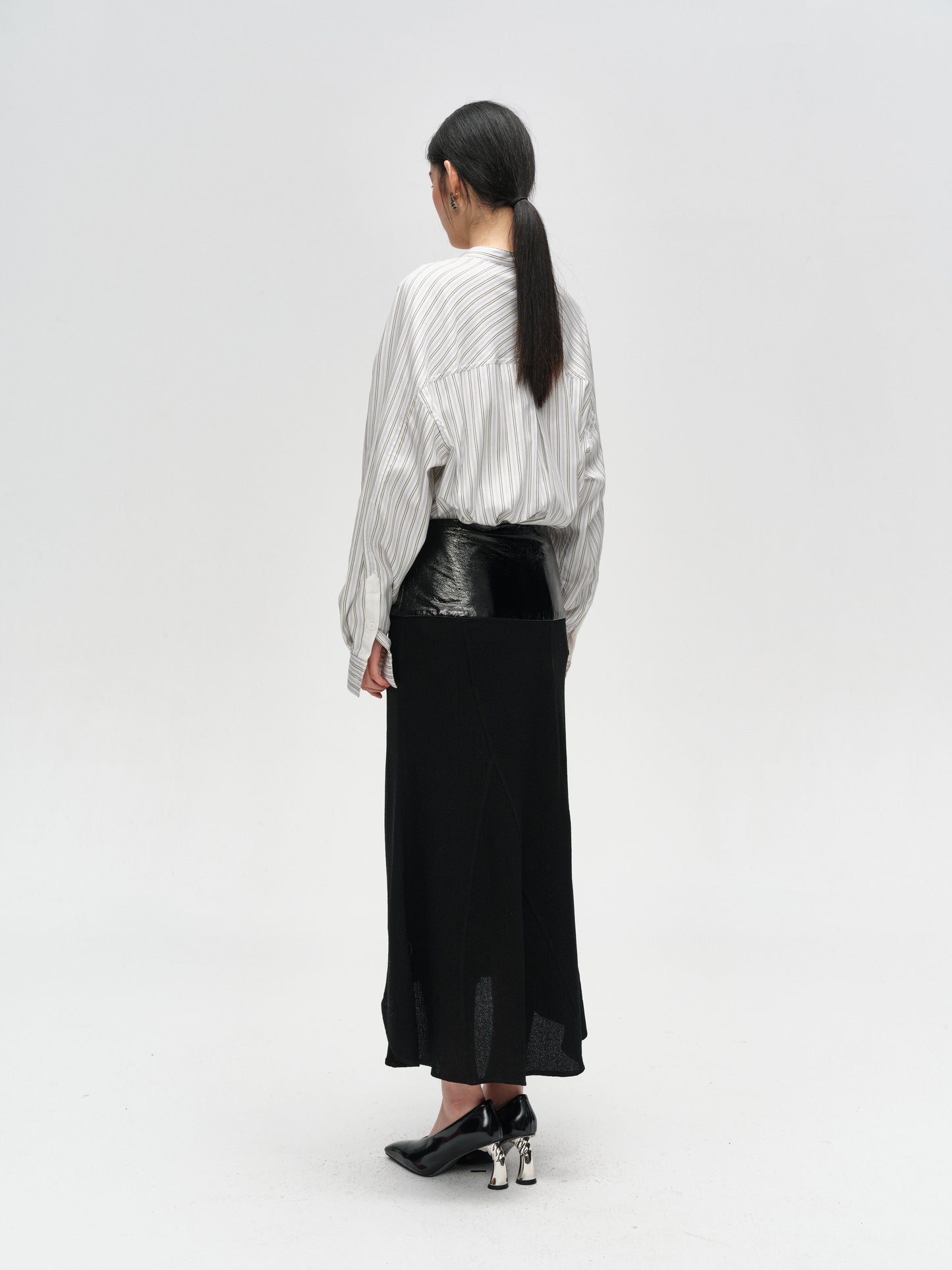 Faux-Leather Maxi Skirt balck