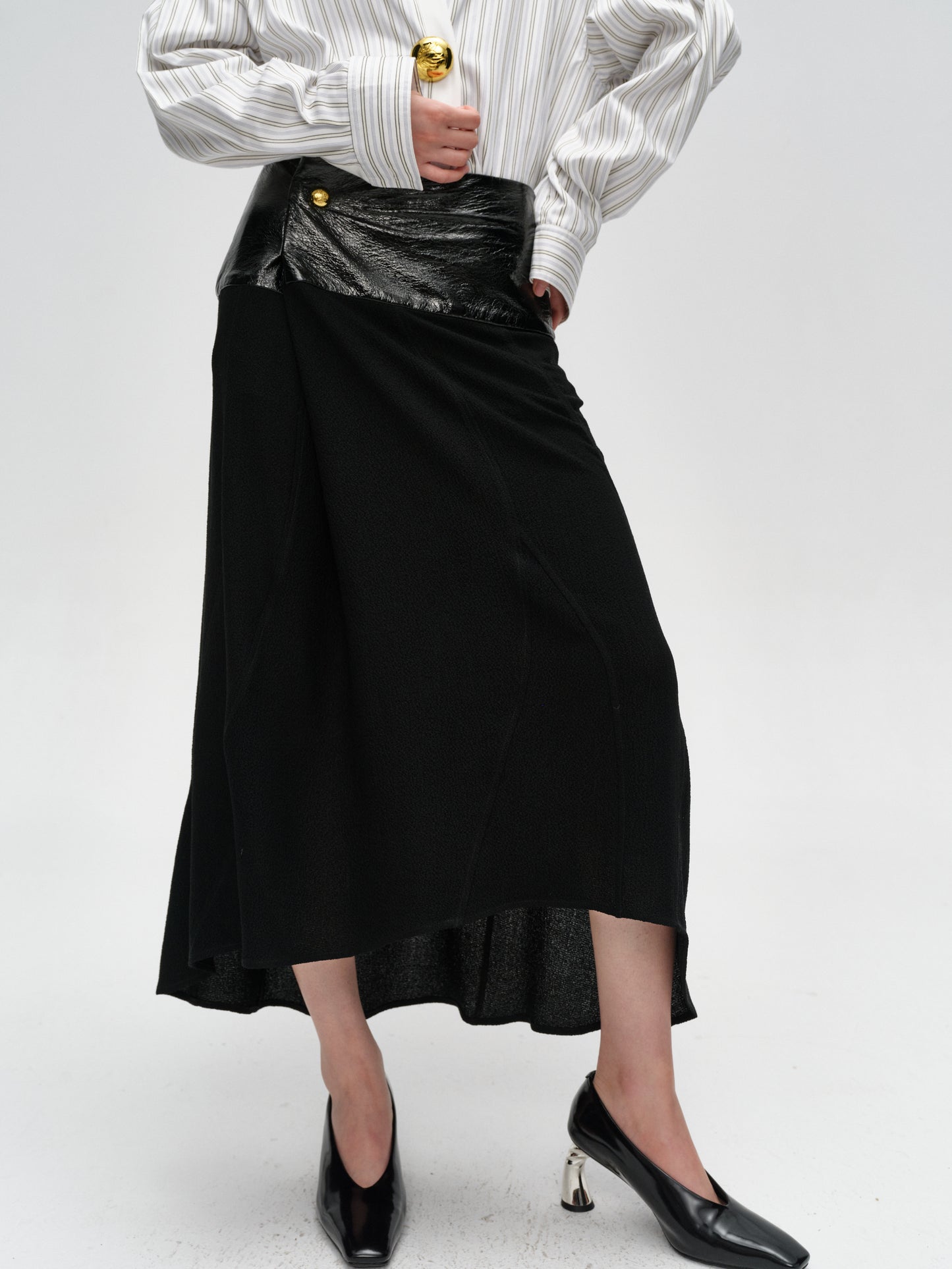 Faux-Leather Maxi Skirt balck