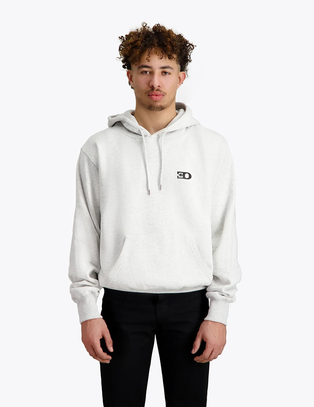 THE LOGO HOODIE IN HEATHER GREY BRUSHED FLEECE