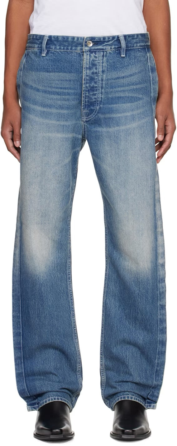 Blue Rectangle XY-plane Washed Jeans