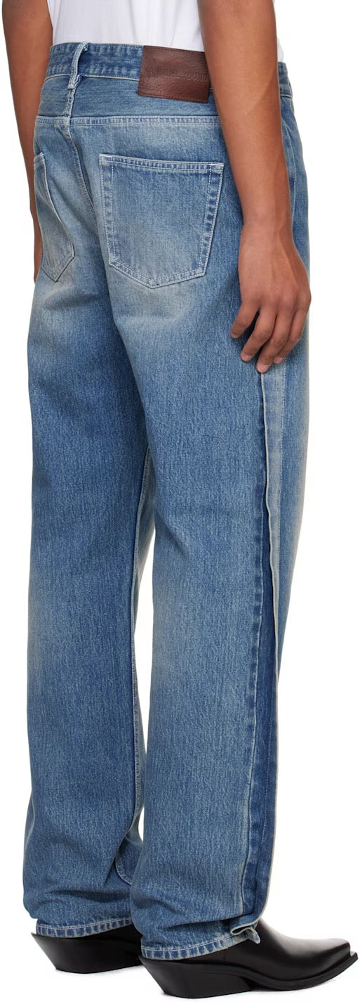 Blue Rectangle XY-plane Washed Jeans