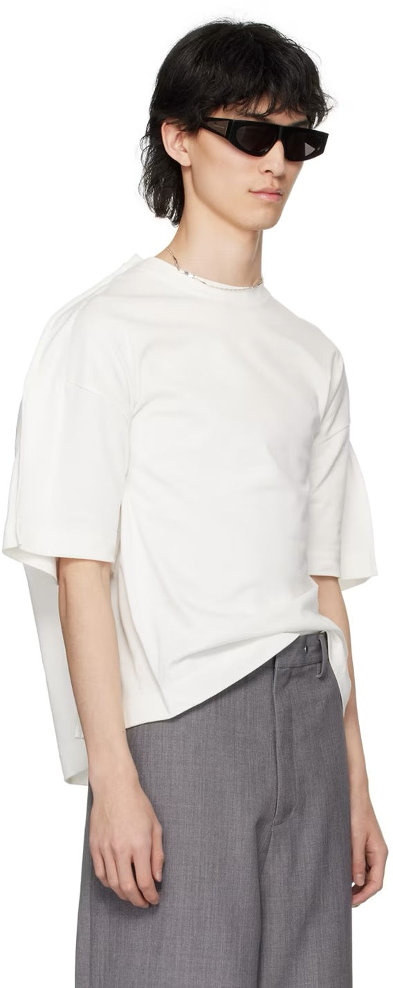 White Wide Shoulder With Chain T-shirt