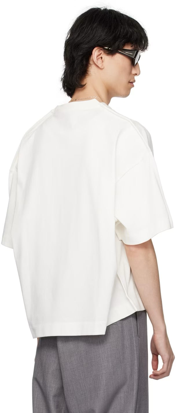 White Wide Shoulder With Chain T-shirt