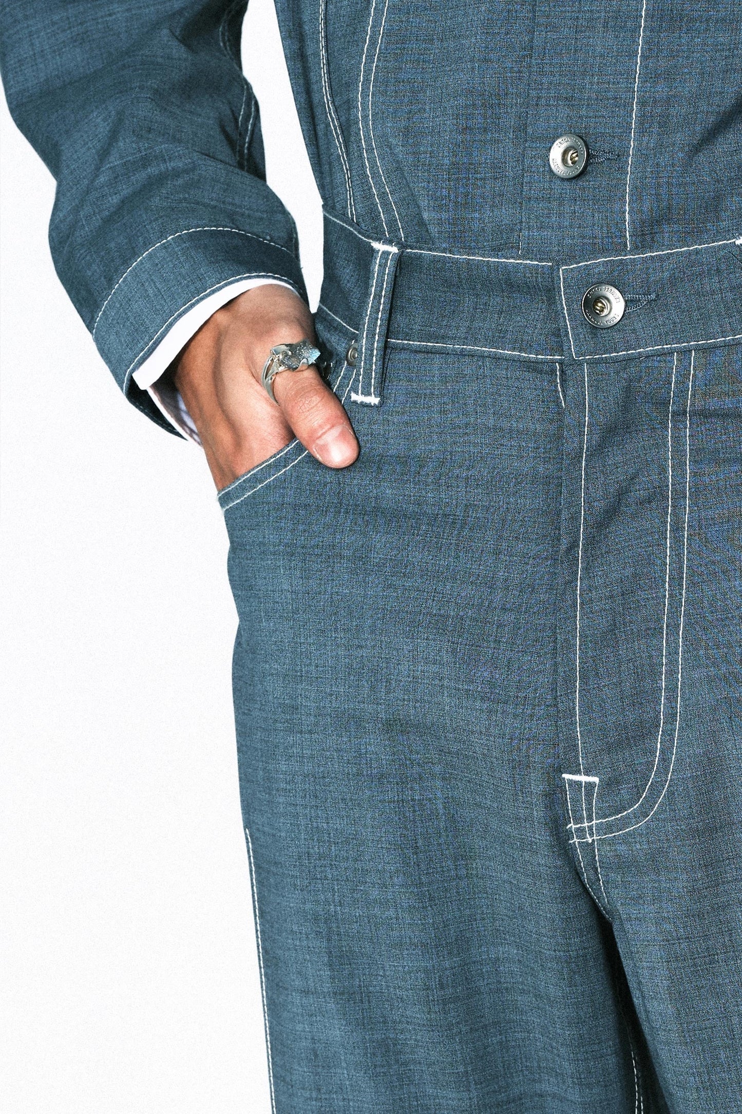 Hammer-crafted Spiral Shirt Ring With Sodalite(Shirt Ring, Ring)