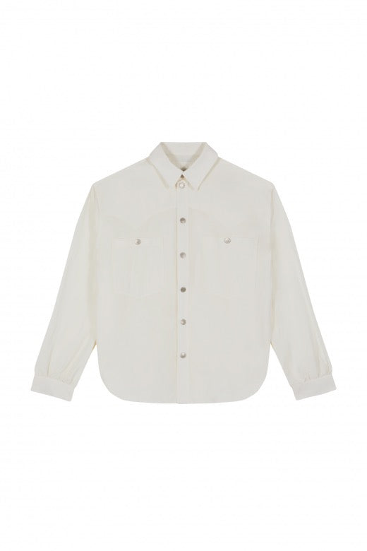 WESTERN SHIRT IN OFF-WHITE COMPACT NYLON POPLIN