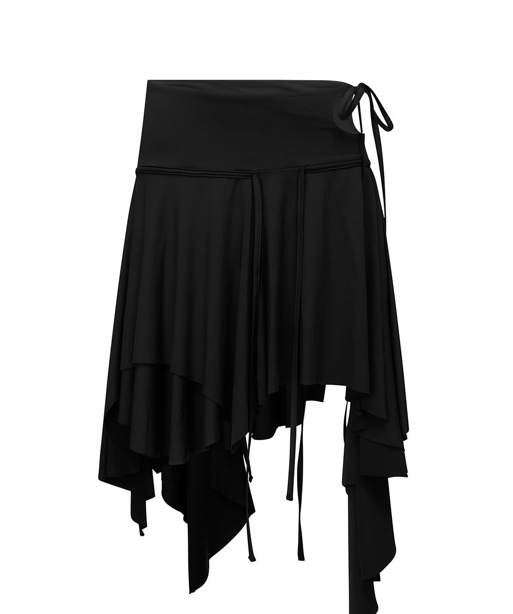 BLACK FLOW LAYERED SKIRT