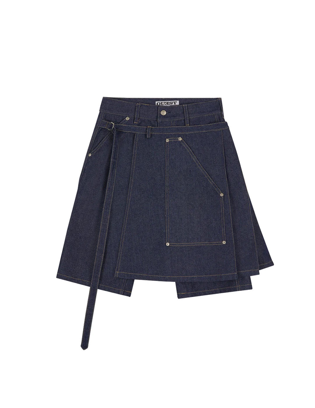 APRON SHORTS IN RECYCLED INDIGO DENIM