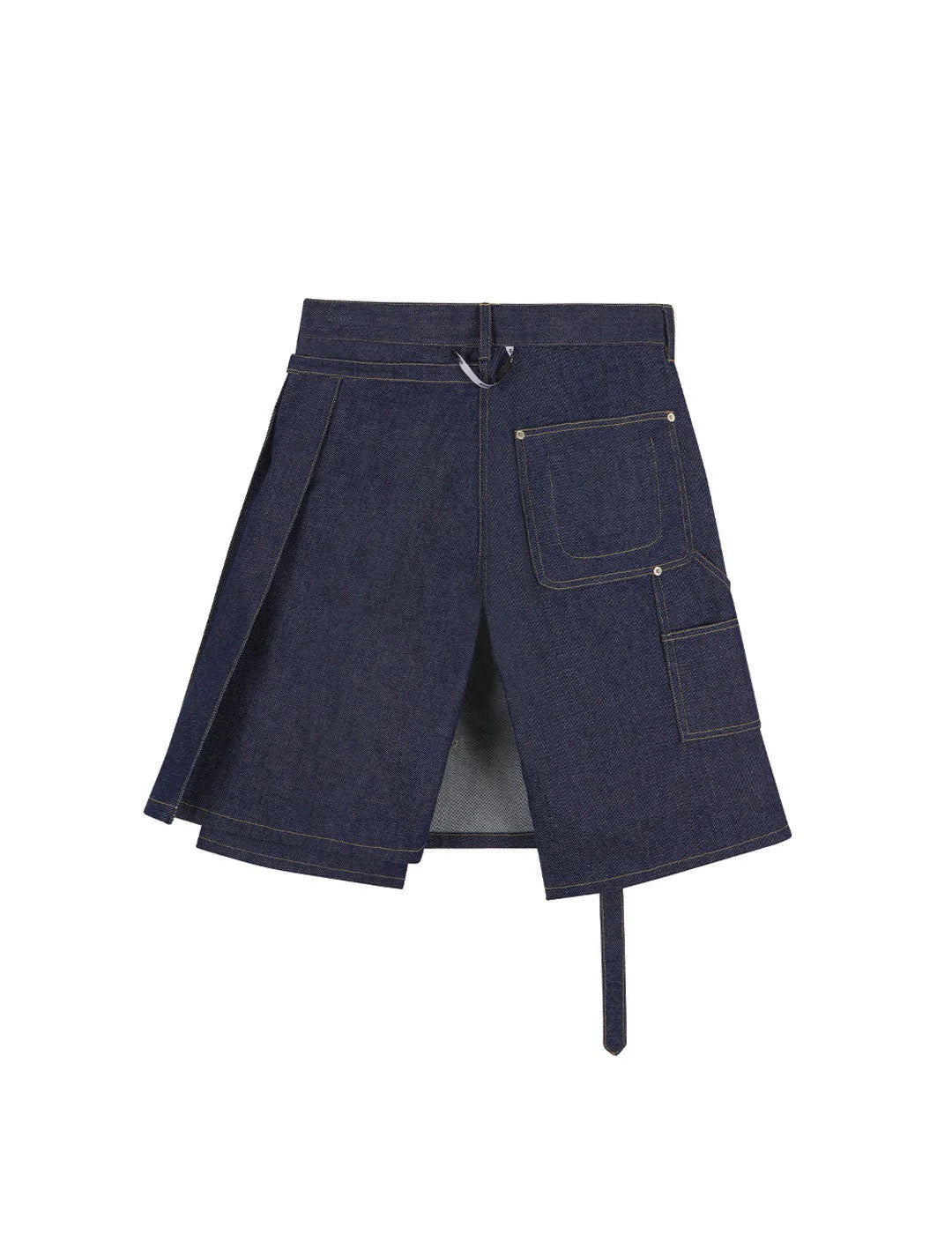 APRON SHORTS IN RECYCLED INDIGO DENIM