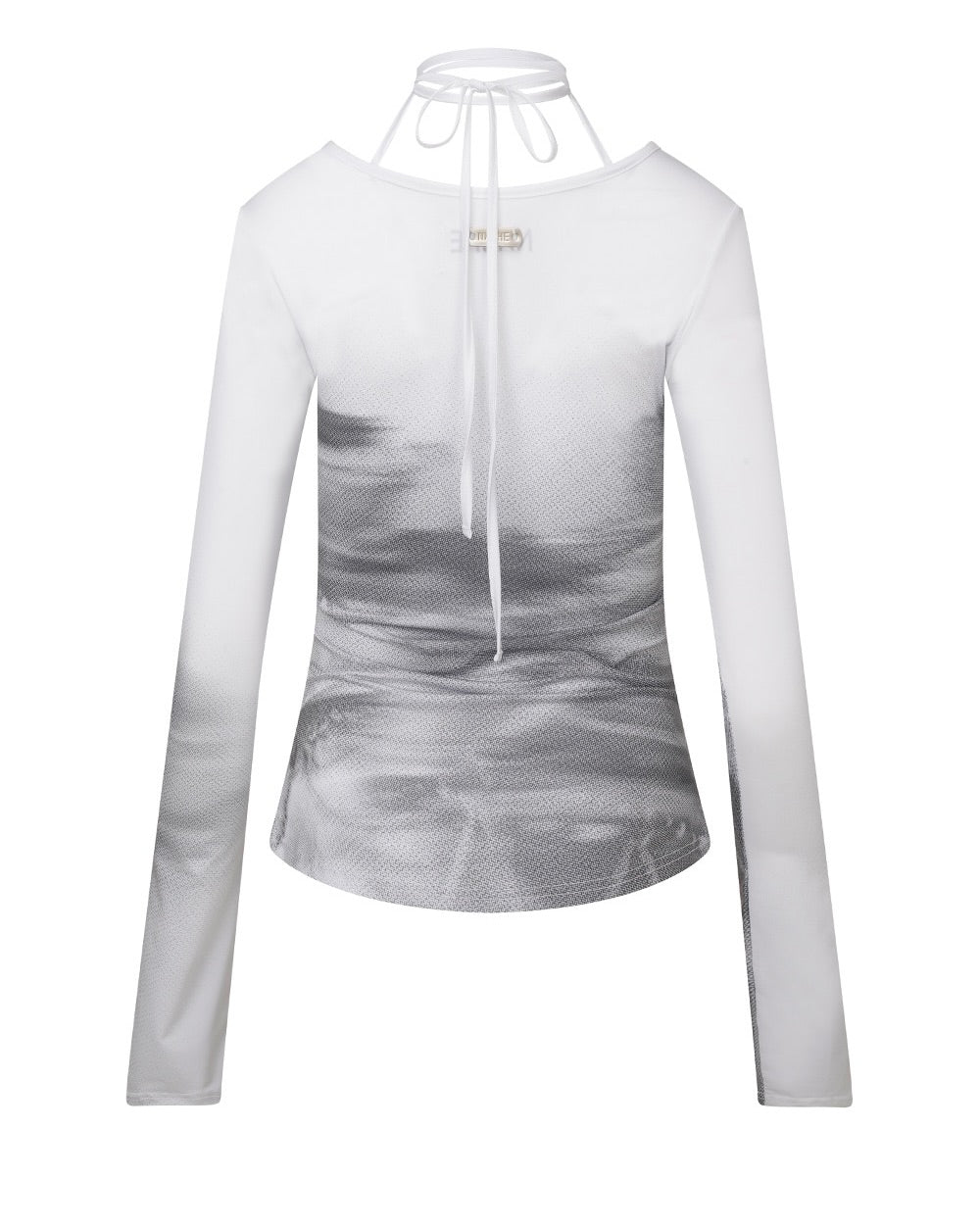 WHITE CUT-OUT SLIM FIT LONG SLEEVE TOP