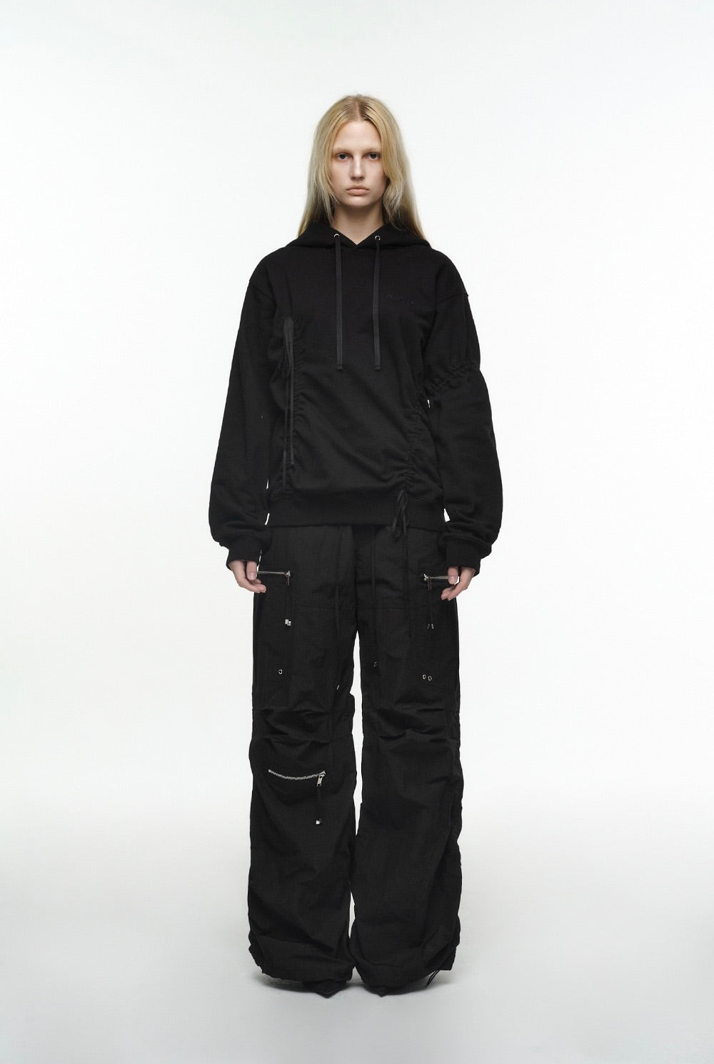 BLACK PUCKERING JOGGER PANTS (UNISEX)