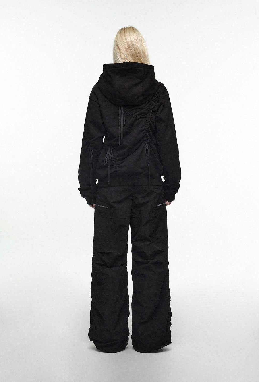 BLACK PUCKERING JOGGER PANTS (UNISEX)