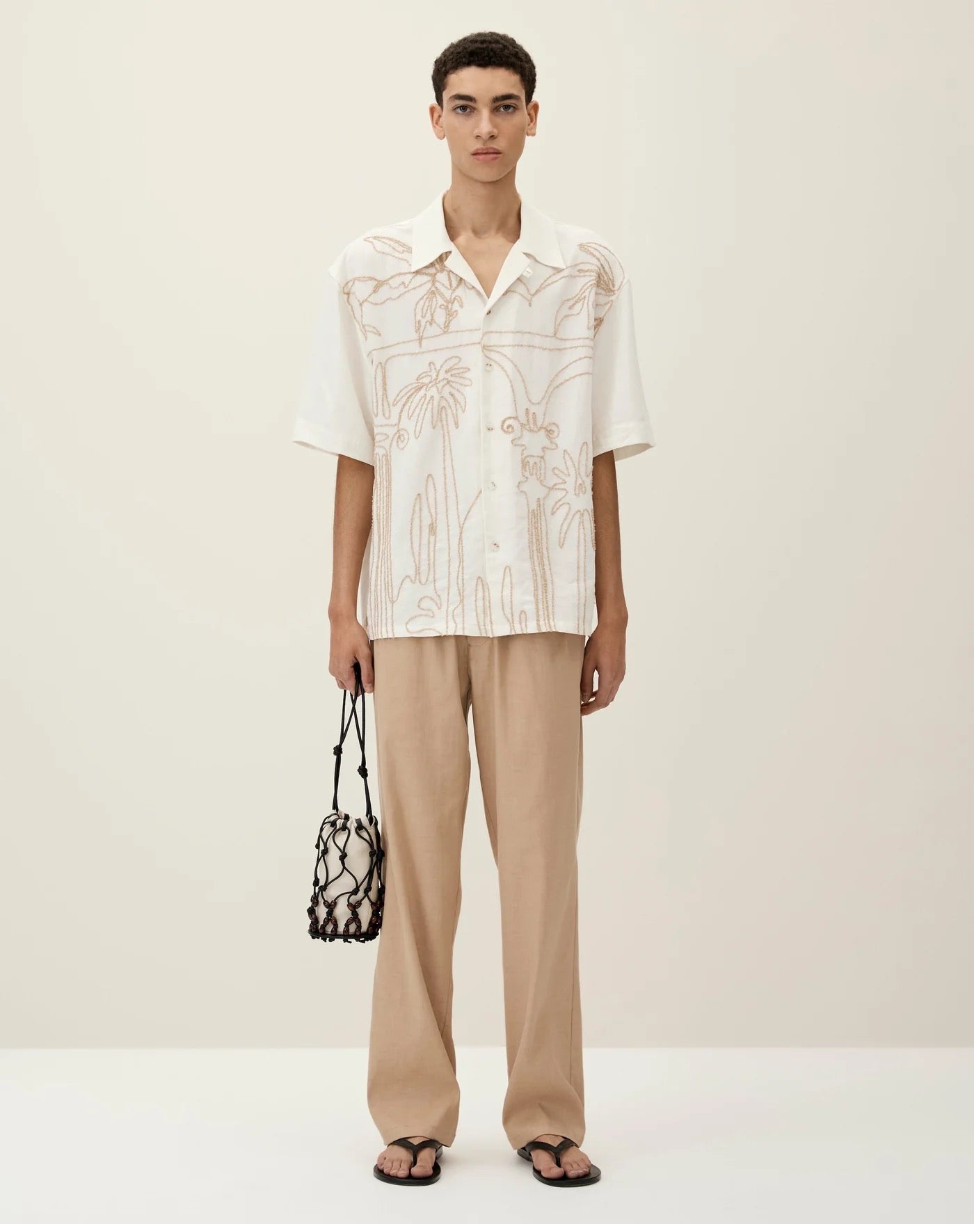 palm  embroidered boxy shirt