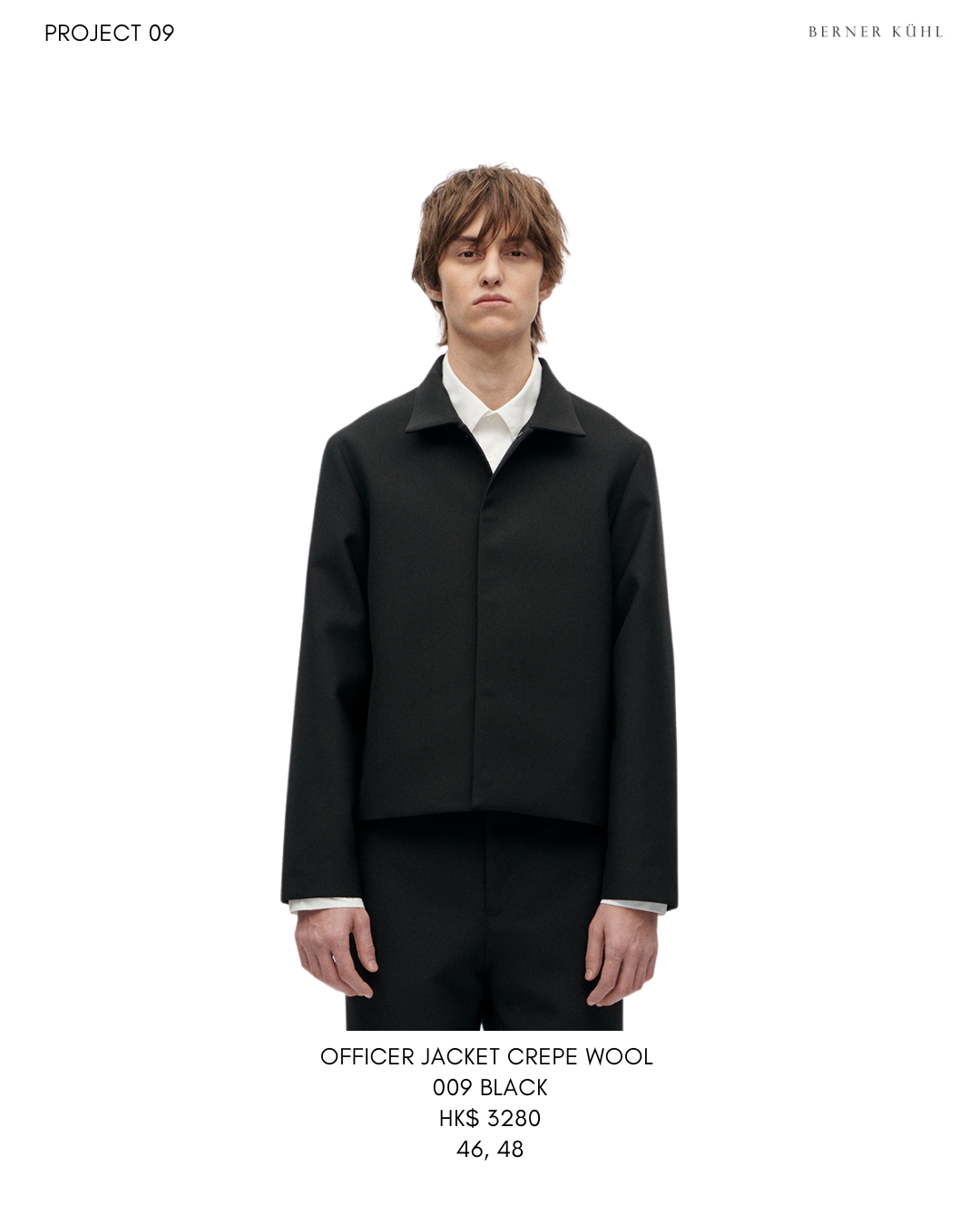 Officer Jacket Crepe Wool  009 Black