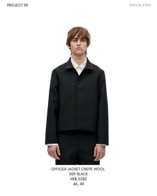 Officer Jacket Crepe Wool  009 Black