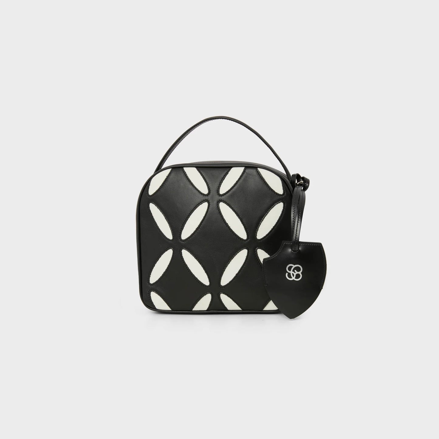 BOWLING BAG IN BLACK & WHITE LEATHER