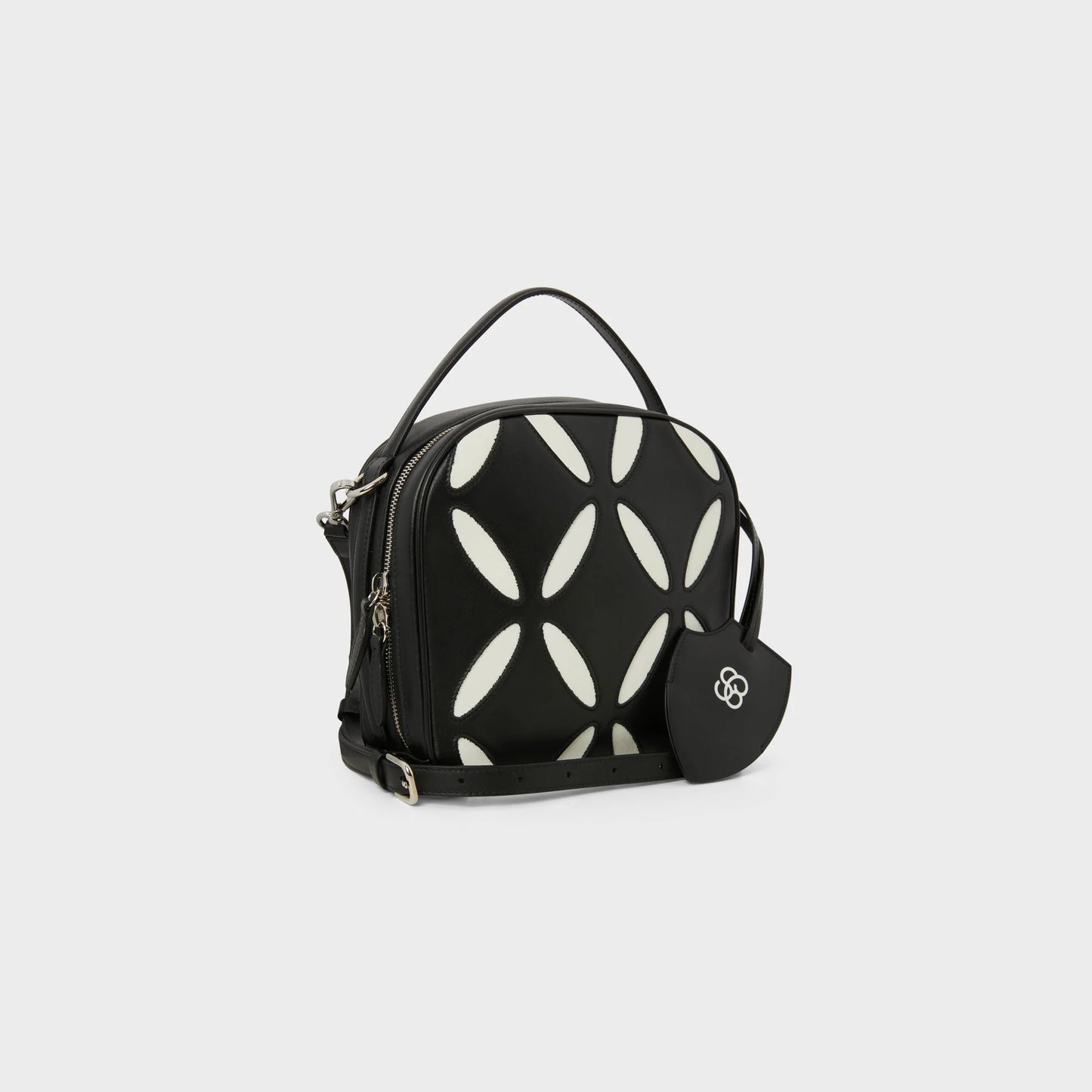 BOWLING BAG IN BLACK & WHITE LEATHER