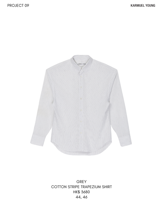 GREY COTTON STRIPE TRAPEZIUM SHIRT