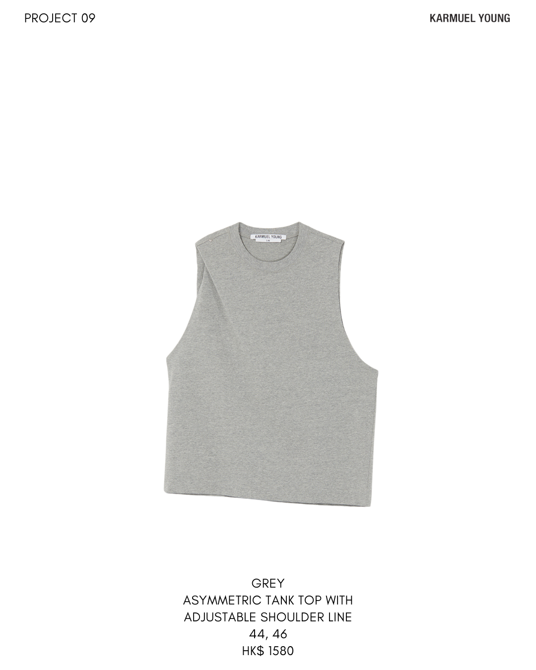 GREY ASYMMETRIC TANK TOP WITH ADJUSTABLE SHOULDER LINE