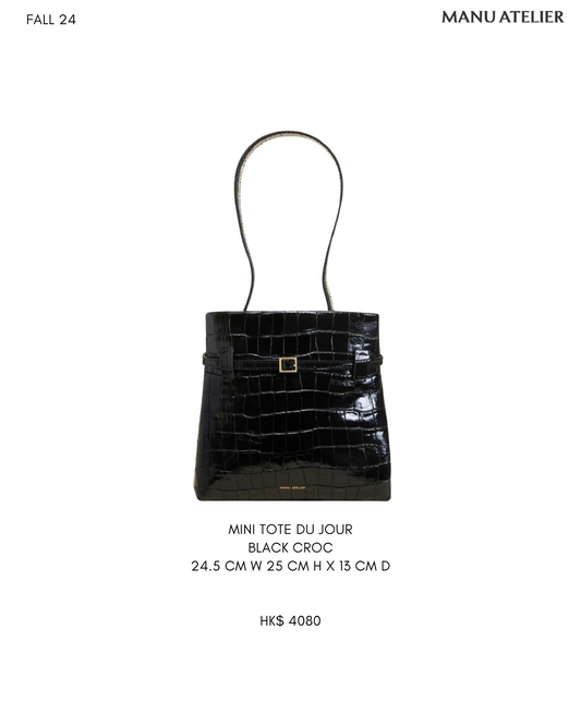 Mini Tote du Jour Bag Black Croc