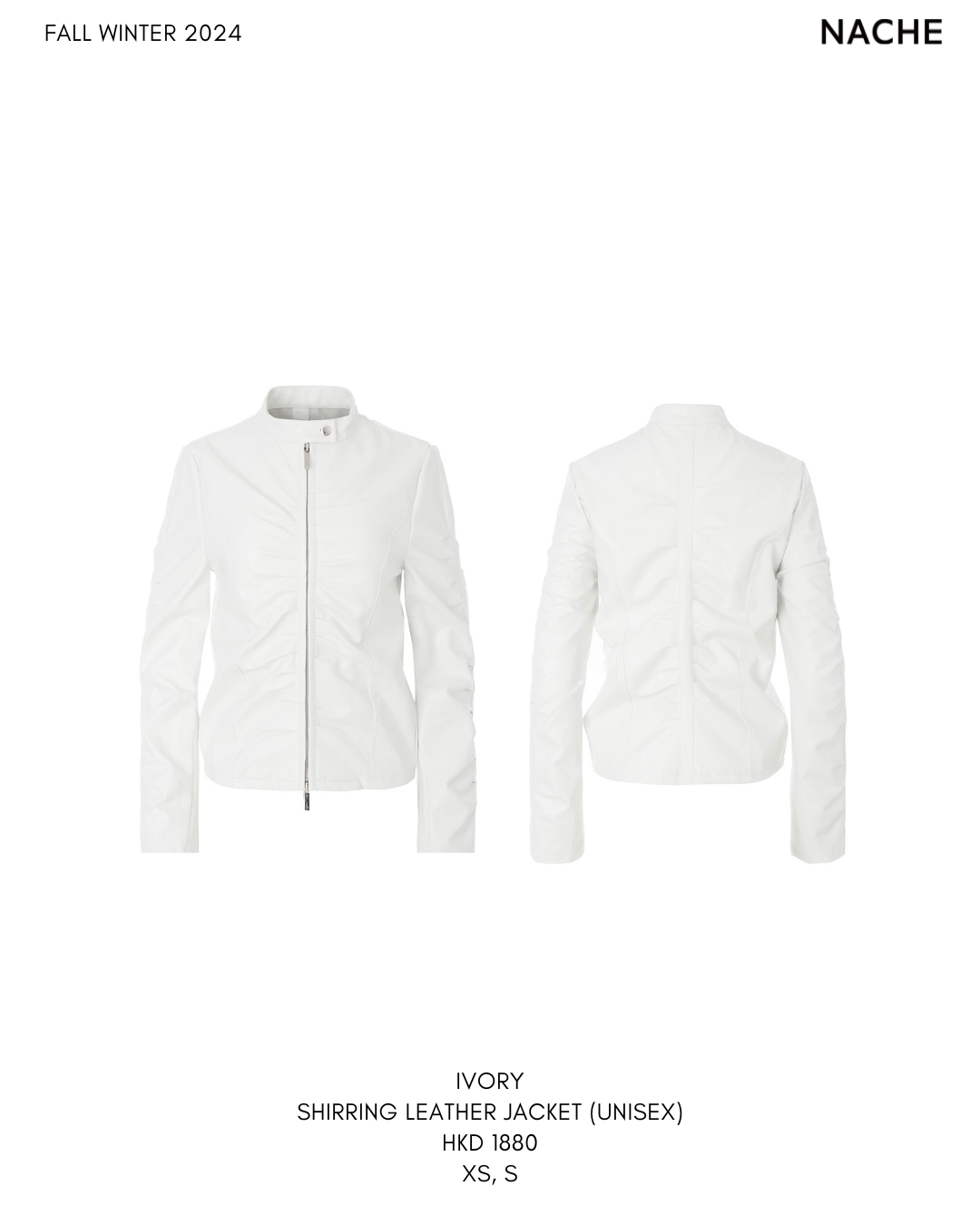 IVORY SHIRRING LEATHER JACKET