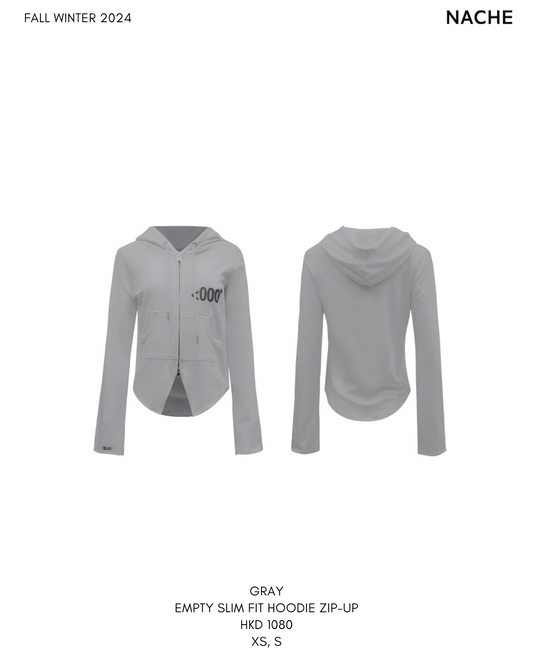 GRAY EMPTY SLIM FIT HOODIE ZIP-UP