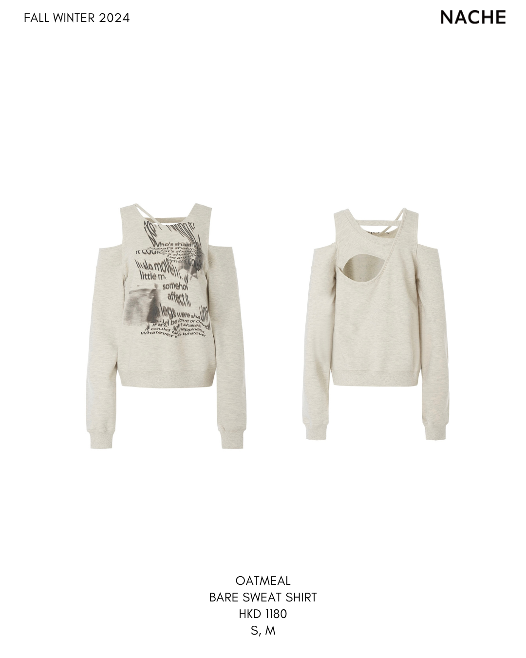 OATMEAL BARE SWEAT SHIRT