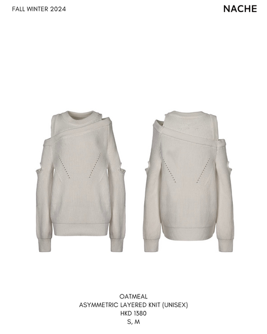 OATMEAL ASYMMETRIC LAYERED KNIT (UNISEX)