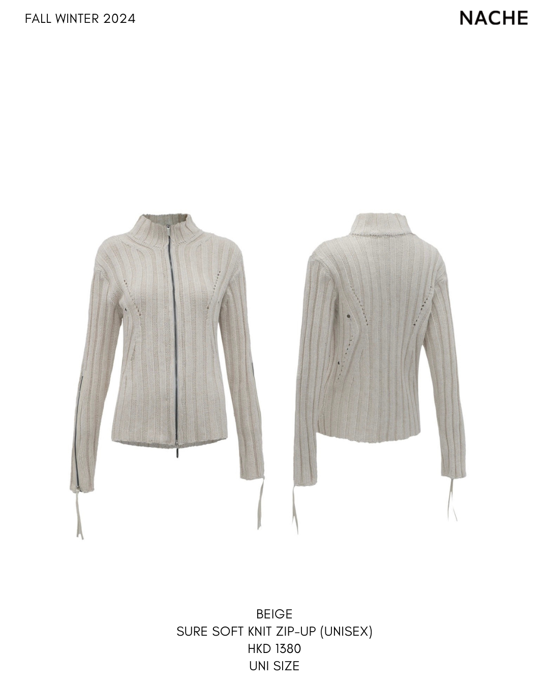 BEIGE SURE SOFT KNIT ZIP-UP (UNISEX)