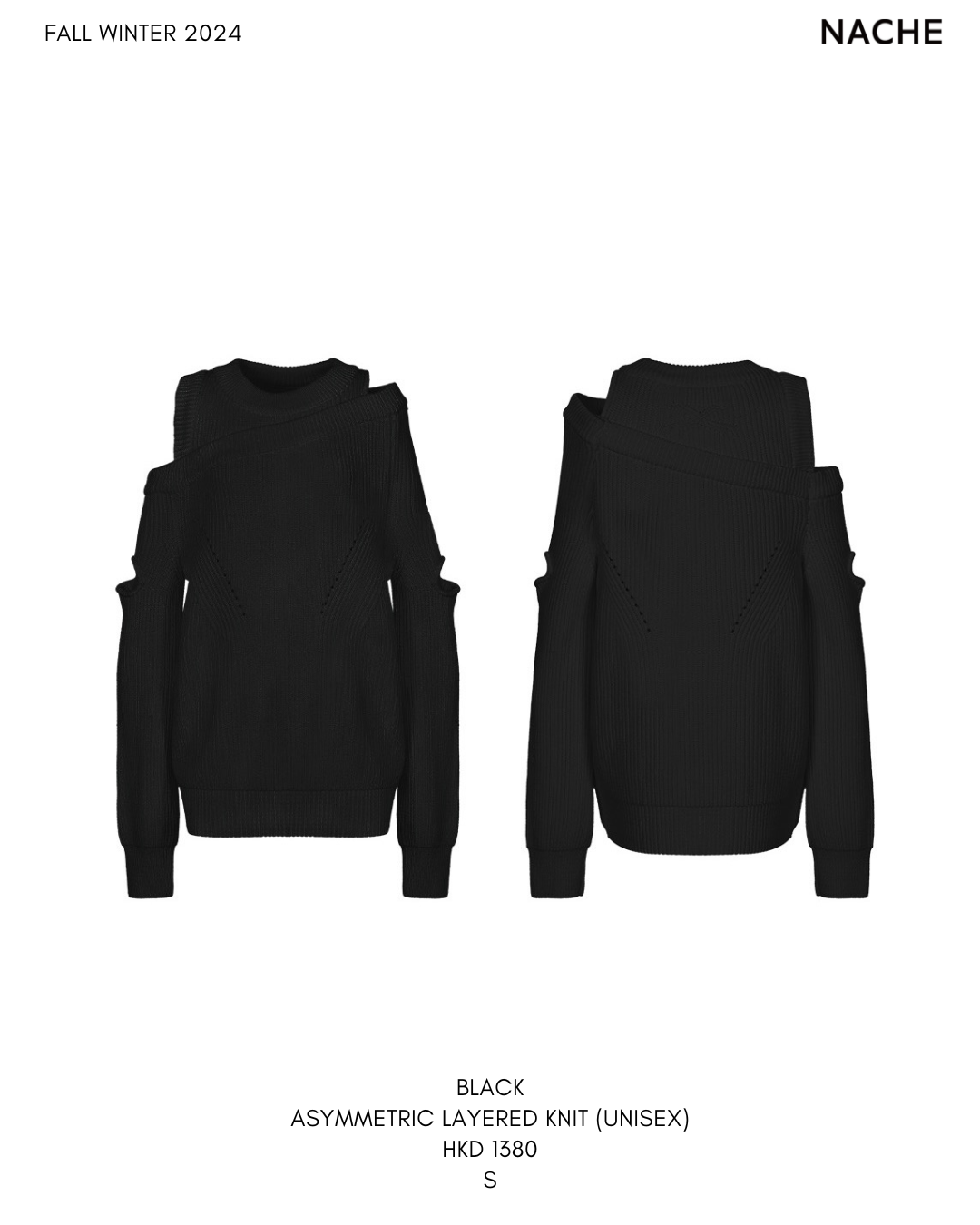 BLACK ASYMMETRIC LAYERED KNIT (UNISEX)