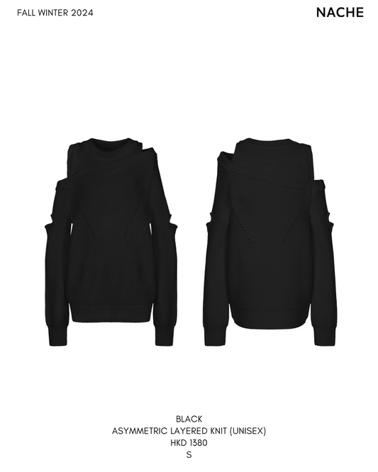 BLACK ASYMMETRIC LAYERED KNIT (UNISEX)