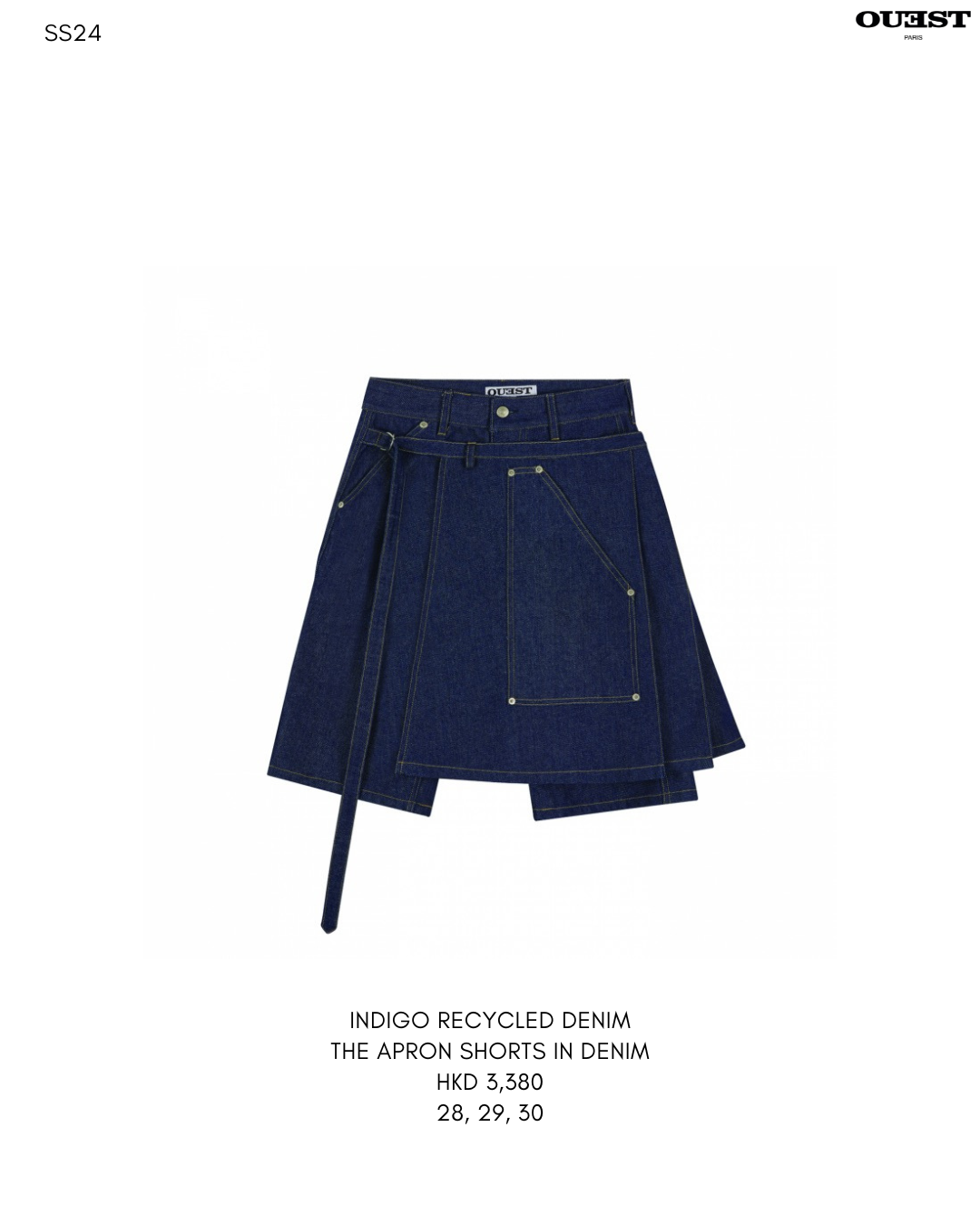 APRON SHORTS IN RECYCLED INDIGO DENIM