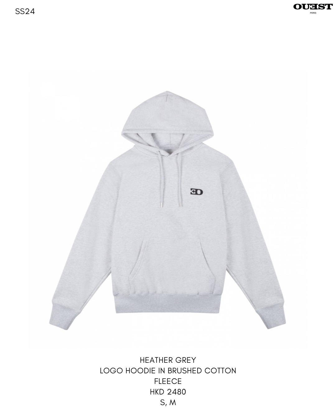 THE LOGO HOODIE IN HEATHER GREY BRUSHED FLEECE