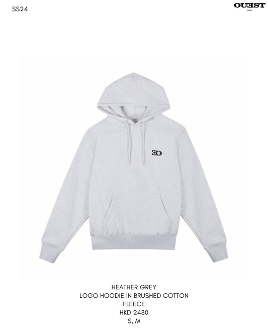 THE LOGO HOODIE IN HEATHER GREY BRUSHED FLEECE