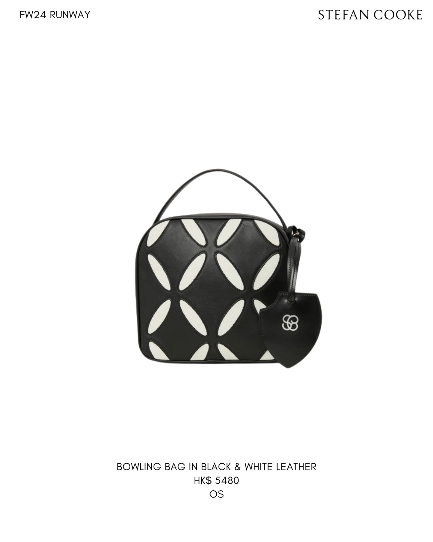 BOWLING BAG IN BLACK & WHITE LEATHER